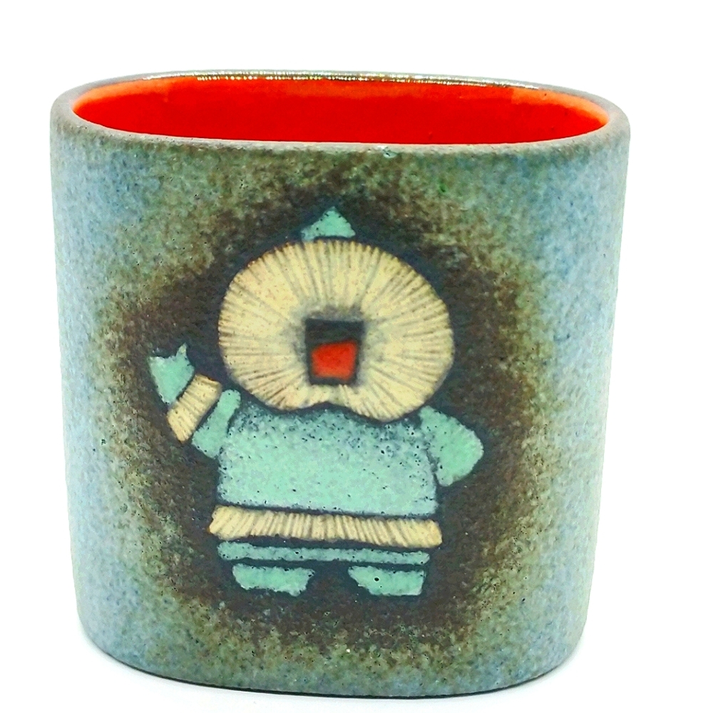 Studio Art Pottery Matches or Toothpick Holder Signed by Artist Canada